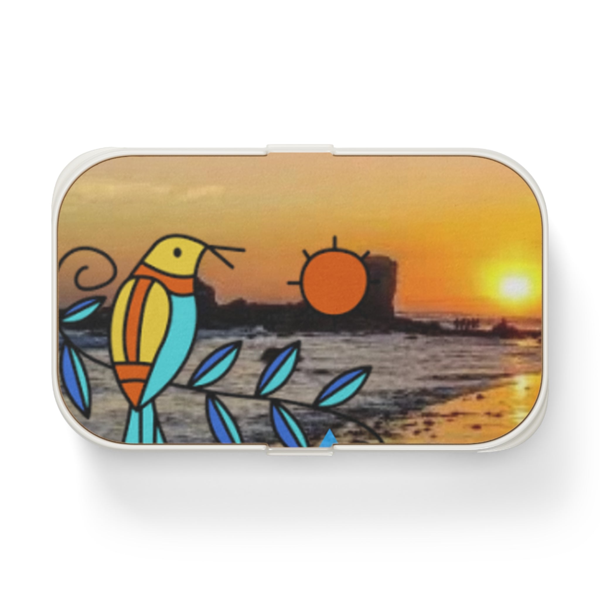 Bento Lunch Box — Coastal Sunrise Bird Design (Portable Japanese Lunchbox)