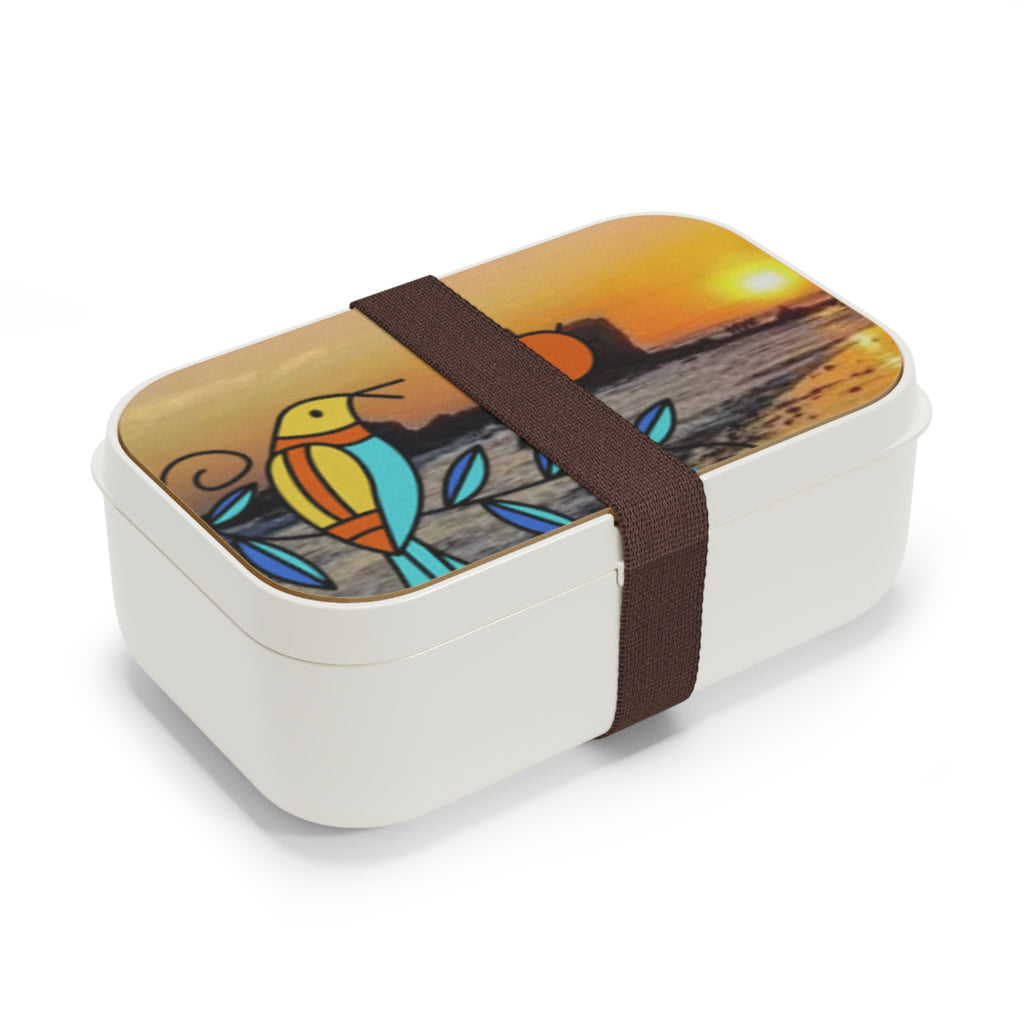 Bento Lunch Box — Coastal Sunrise Bird Design (Portable Japanese Lunchbox)